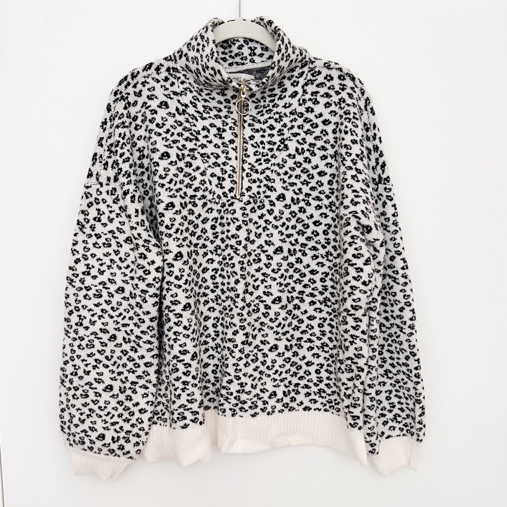 Loft Leopard Print Zip Sweater - image 4